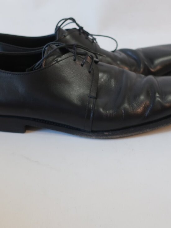 Mens Prada Black Leather Square Toe Oxford Lace Up Shoes 10 1/2 main image 4